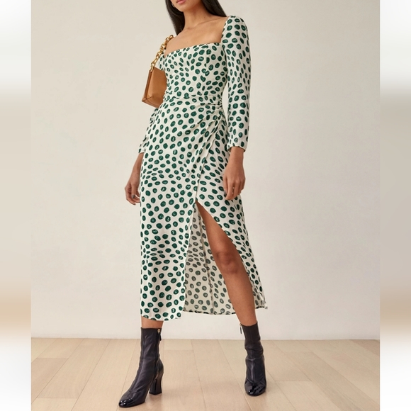 Reformation Hilda Dress In Tapioca Long Sleeve Formal Women's Size 6 - Picture 2 of 10